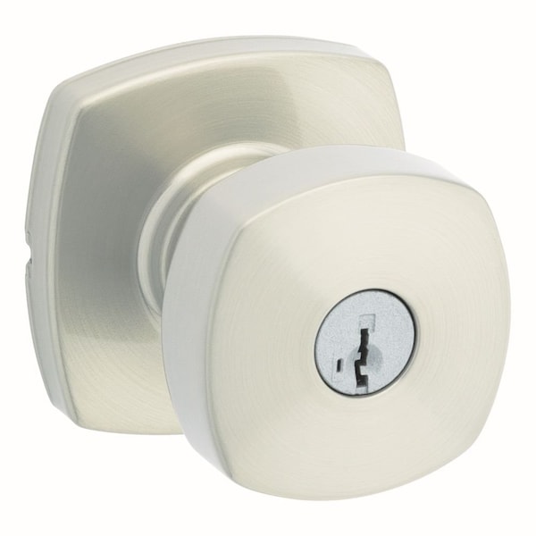 Arroyo Knob with Midtown Rose Entry Door Lock SmartKey with 6AL Latch, RCS Strike Satin Nickel Finish